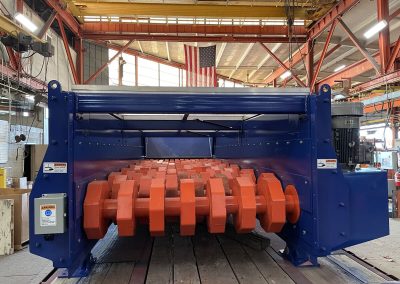 Close-up of disc screen components for waste materials